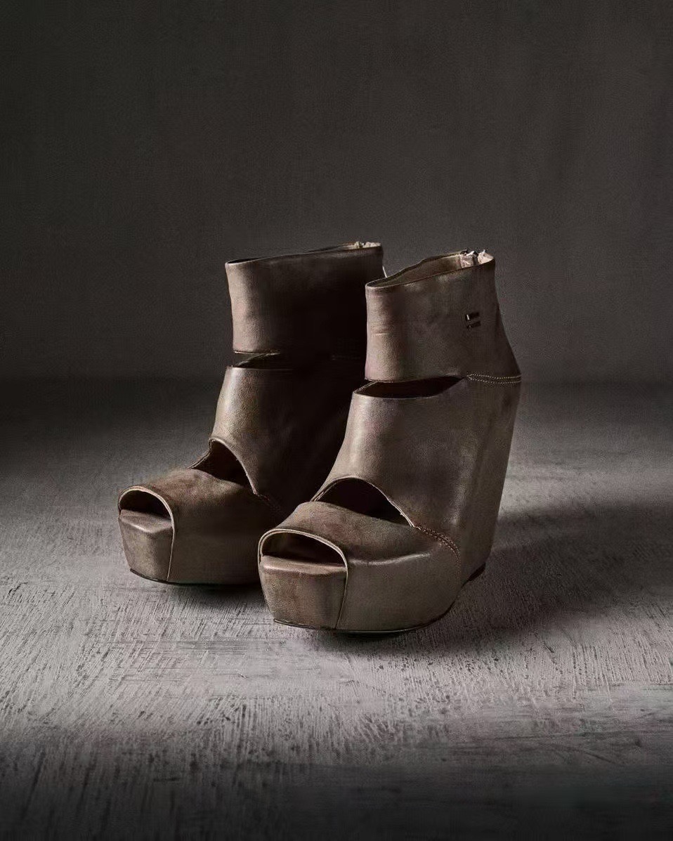Women'S Fashion Leather Boots - Новые летние женские винтажные серые кожаные