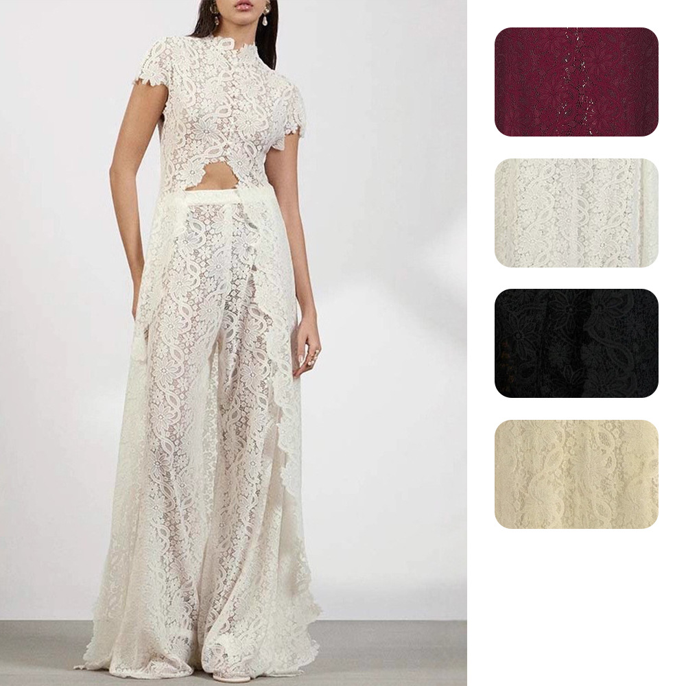Wide Leg Palazzo Pants - Женский кружевной комплект из 2 предметов: