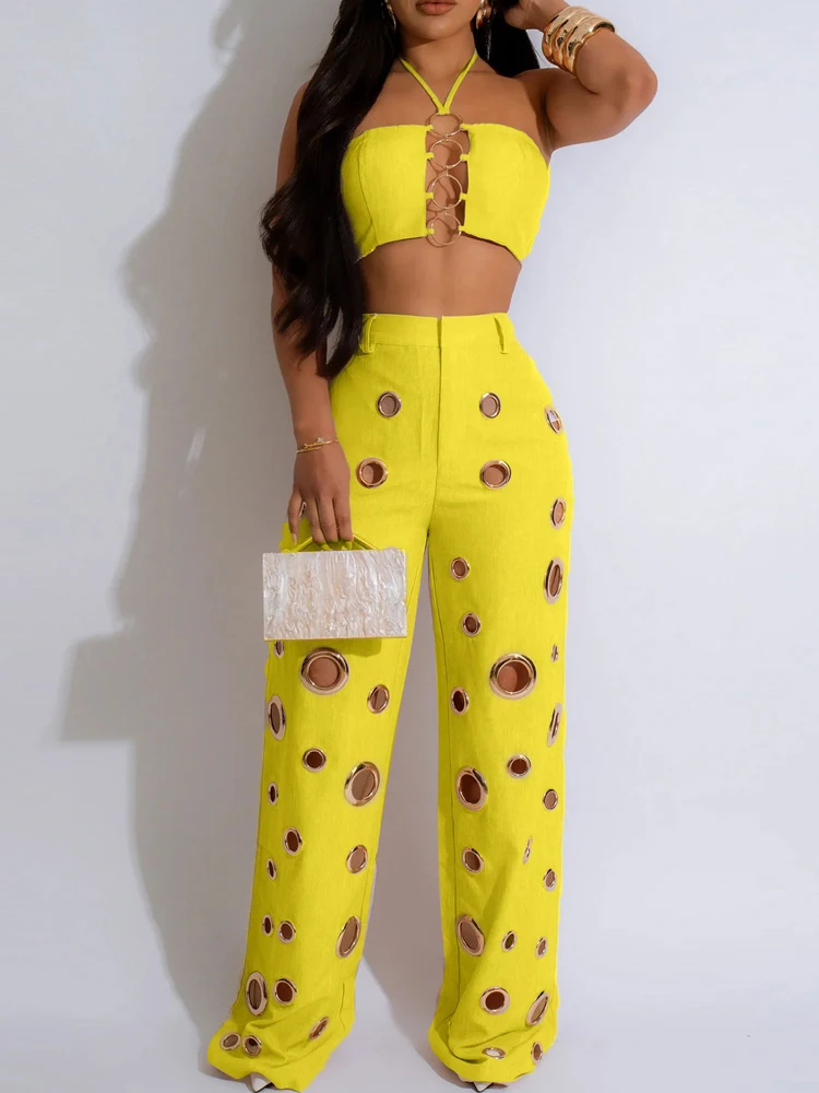 Wide Leg Palazzo Pants - Сексуальные комплекты женских брюк из двух