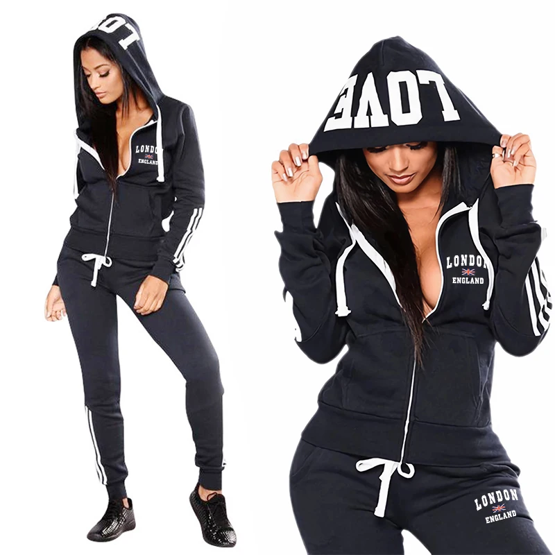 Women'S Fashion Zip Hoodie - Спортивный повседневный повседневный женский спортивный костюм