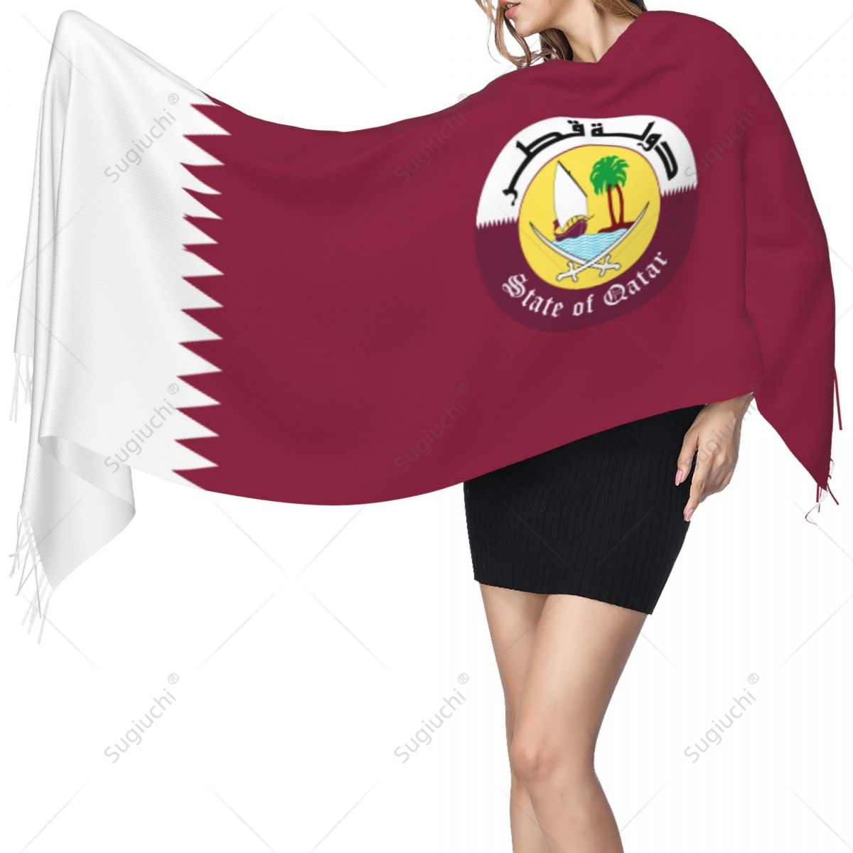 Women Fashion Qatar - Шарф с гербом Катара, флаг, пашмина,
