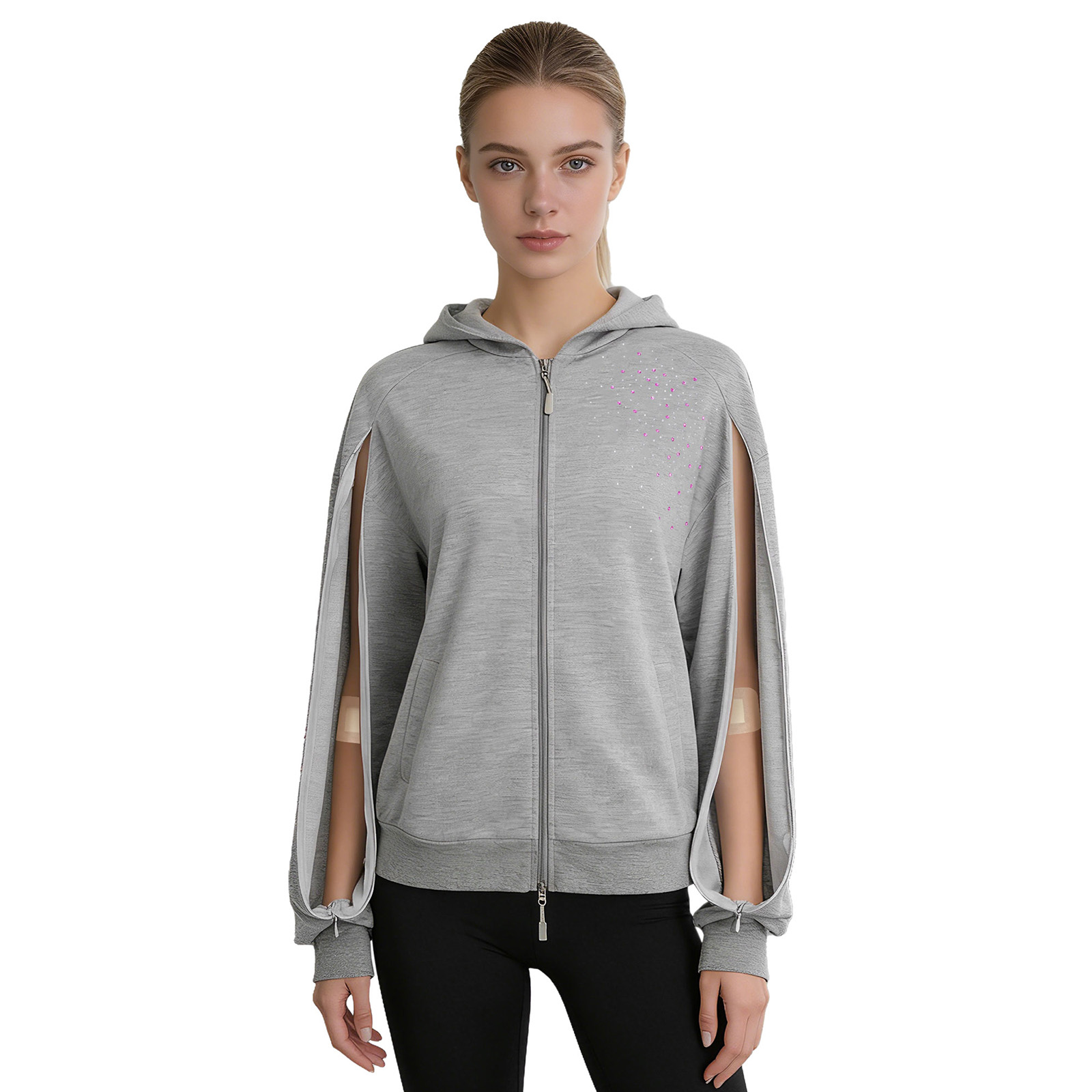 Women'S Fashion Zip Hoodie - Женская толстовка на молнии с молниями