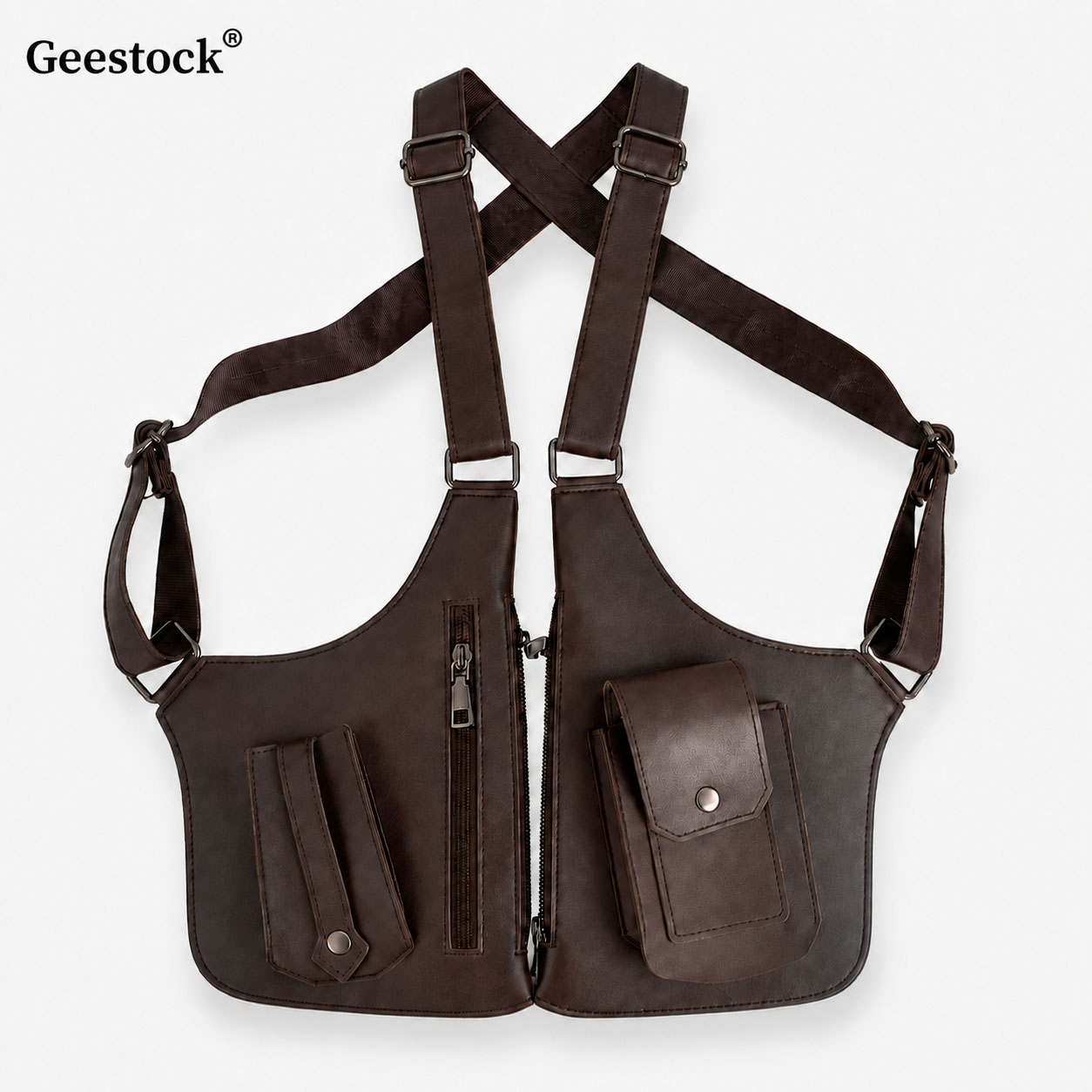 Women'S Fashion Utility Vest - Кожаная сумка-жилет для мужчин и женщин,
