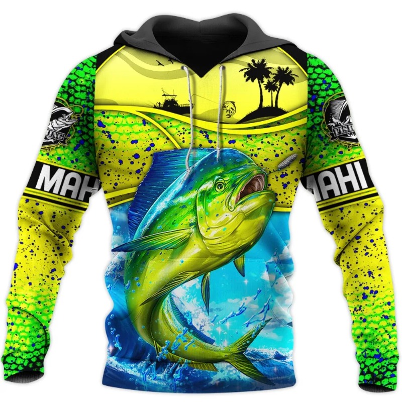 Women'S Fashion Zip Hoodie - Худи с 3D-принтом Mahi‑Mahi Fishing, унисекс,