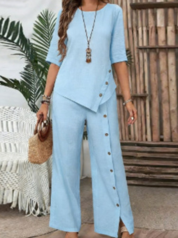 Wide Leg Palazzo Pants - Женский модный комплект из двух предметов: