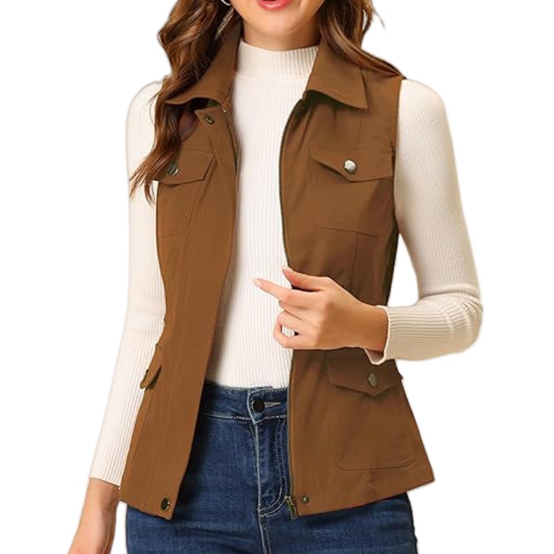 Женский жилет на молнии с воро – обзор и цена Women'S Fashion Utility Vest