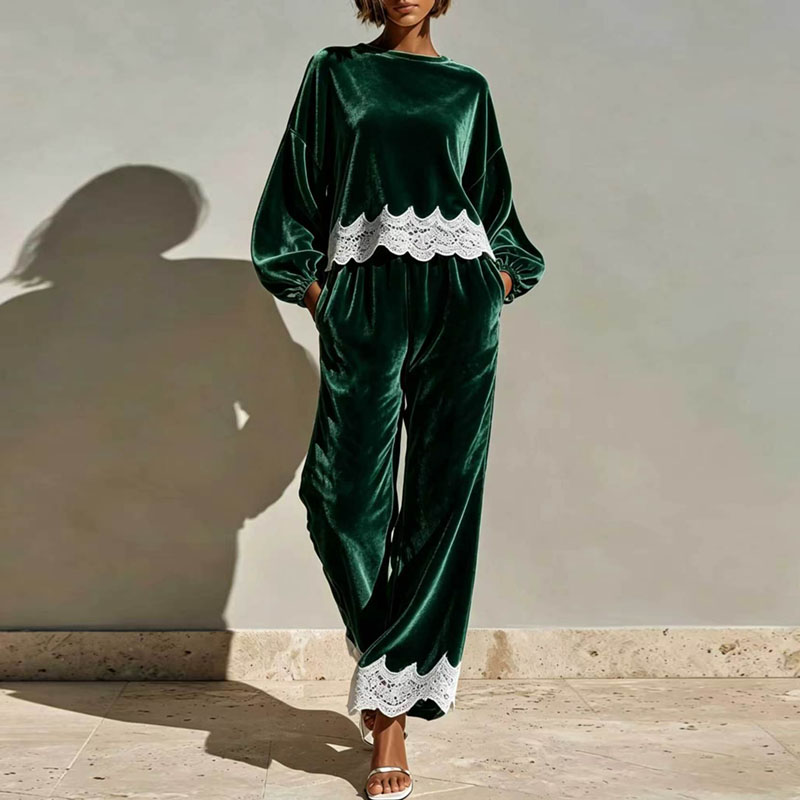 Элегантный бархатный комплект  – обзор и цена Wide Leg Palazzo Pants