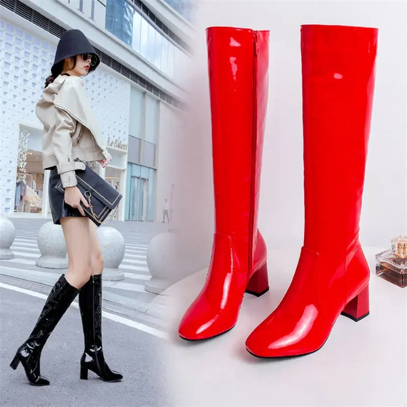Красные, белые женские сапоги  – обзор и цена Women'S Fashion Leather Boots